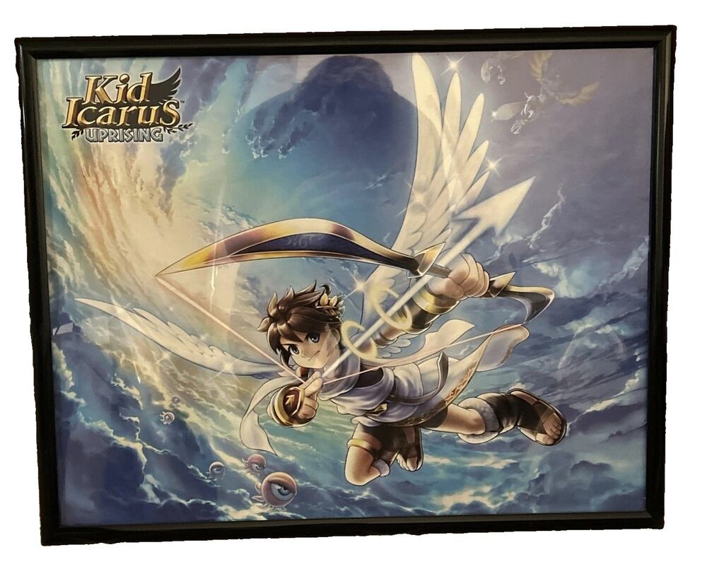 Framed 2012 Club Nintendo Kid Icarus Uprising Poster 28" X 22" Nintendo Artwork!